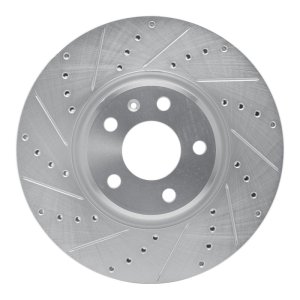 Audi Q5 Brake Rotor (1) - Front Left - R1 Concepts - Drilled & Slotted - Silver - `11-`17